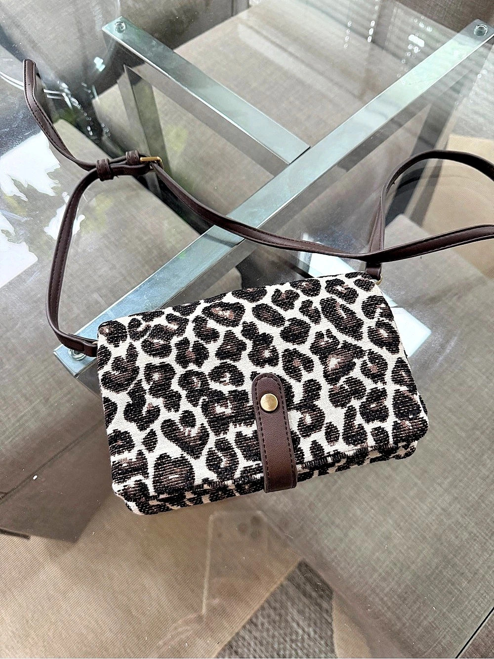 Anthropologie Leopard Print Crossbody Bag Like New